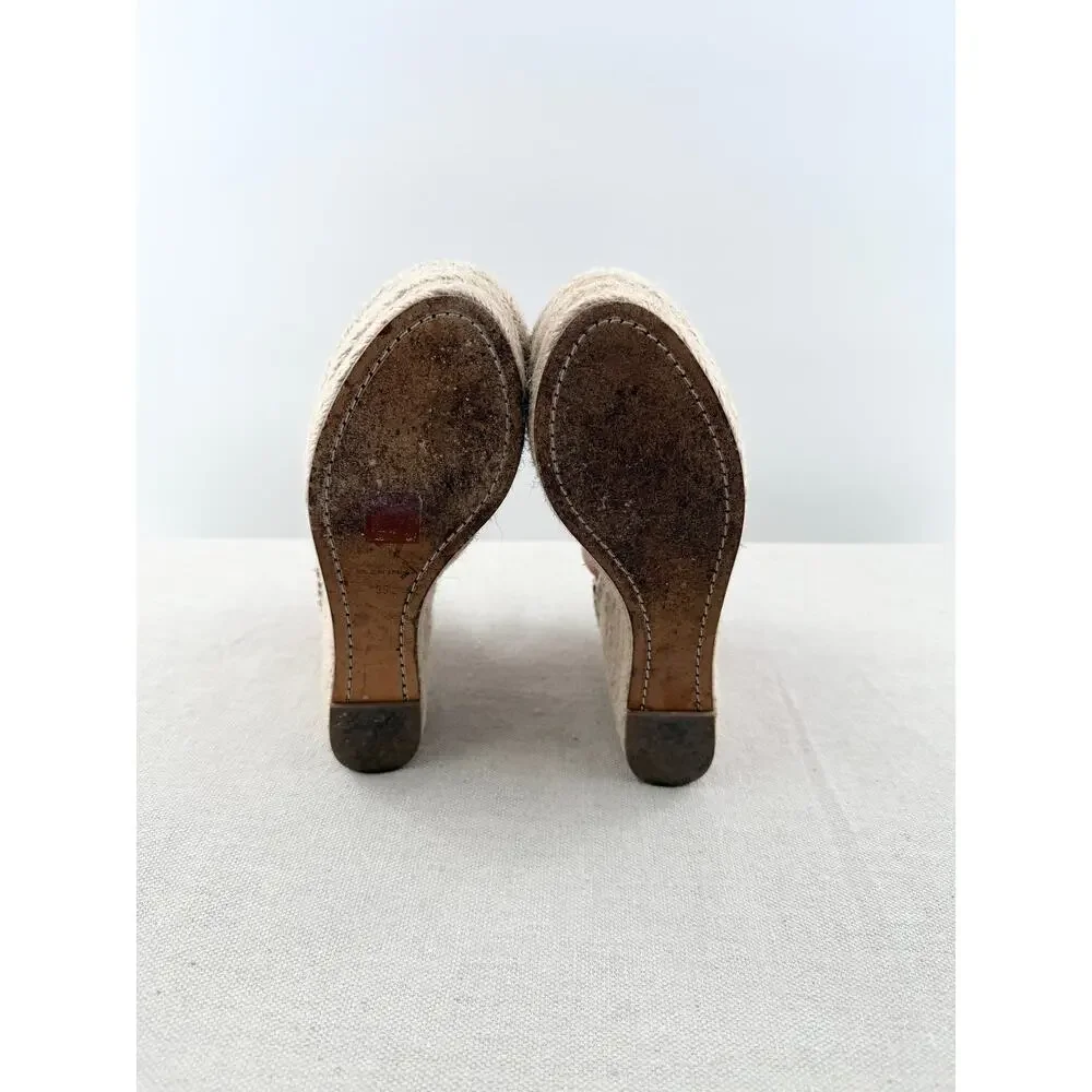 Chloe Suede and Leather Ankle Strap Espadrille Wedge Sandals Brown Women's EU 35